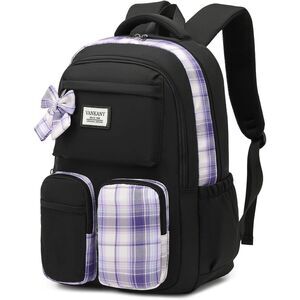 School Backpack for Teen Girls Cute Laptop Bookbag High School Black Purple